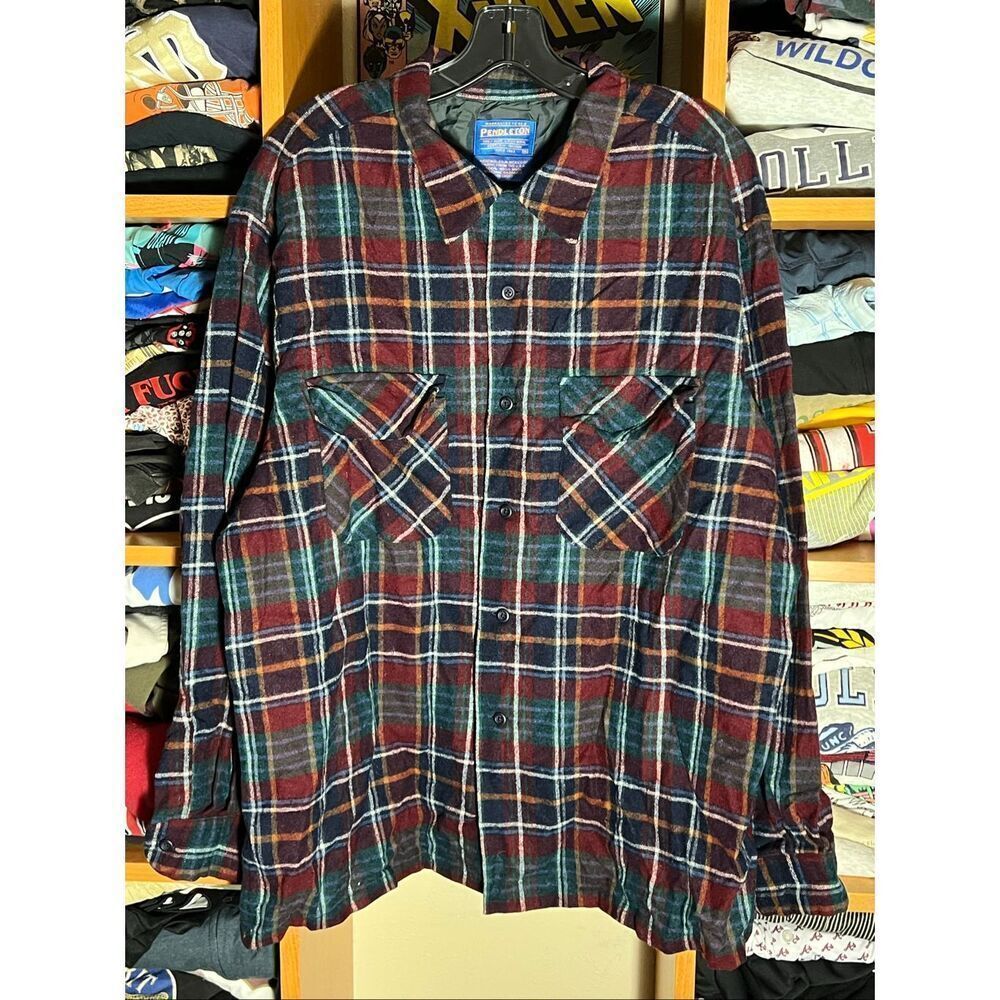 Vintage Pendleton Men’s Loop Collar Board Wool Shirt Flannel XL